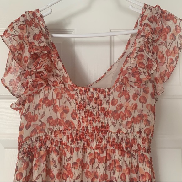 LC Lauren Conrad Cherry Print Maxi Dress Ruffle Trim 8 - Picture 9 of 9